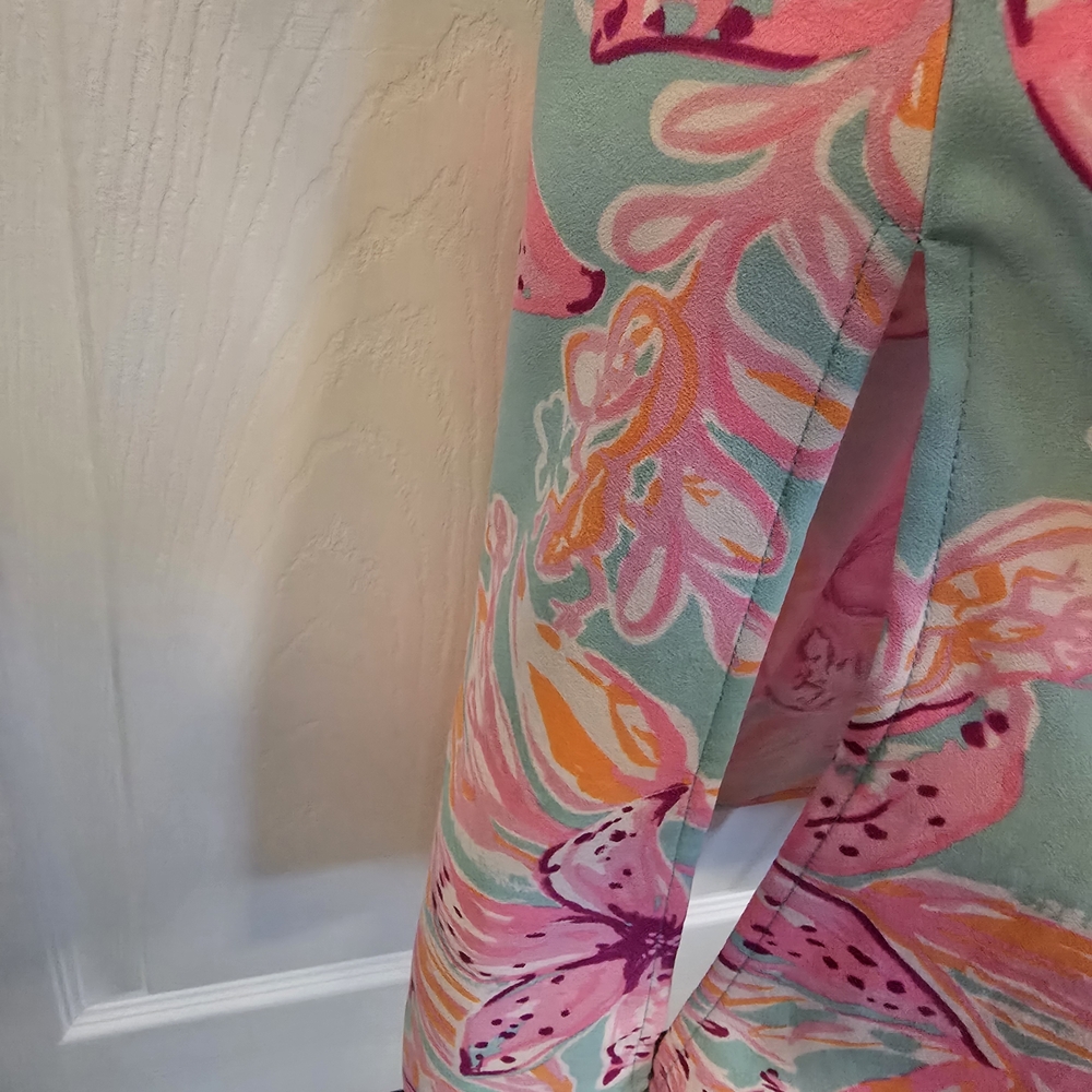 Lilly Pulitzer Aqua Floral Maxi Dress with Pink & Coral Blooms - Picture 7 of 11
